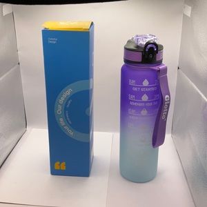 Giotto 32oz Large Leakproof BPA Free Drinking Water Bottle with Time Marker/St